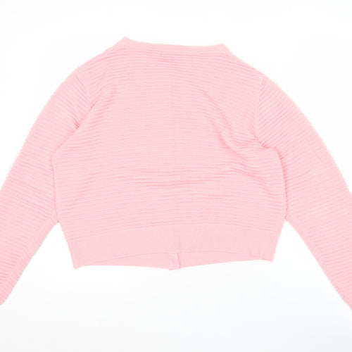Mystify Womens Pink Knit Crew Neck Long Sleeve Cardigan XL