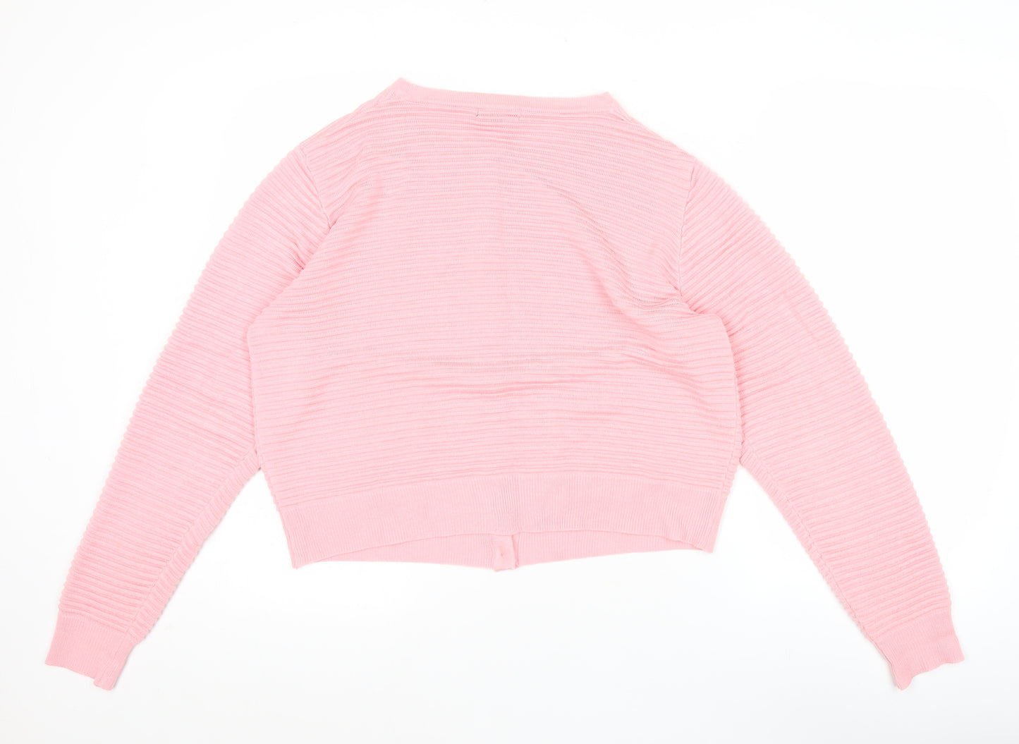 Mystify Womens Pink Knit Crew Neck Long Sleeve Cardigan XL