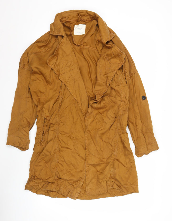 Mango Women's Brown Lyocell Trench Coat Size 12 Long Sleeve