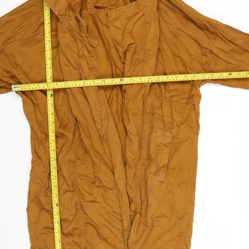 Mango Women's Brown Lyocell Trench Coat Size 12 Long Sleeve
