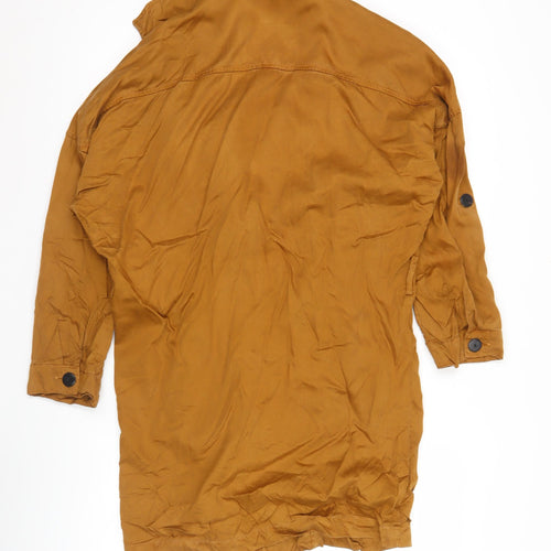 Mango Women's Brown Lyocell Trench Coat Size 12 Long Sleeve