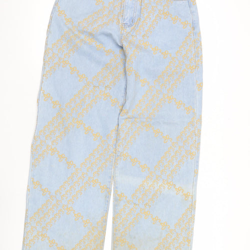 Adika Women’s Blue Floral Wide-Leg Jeans Size S