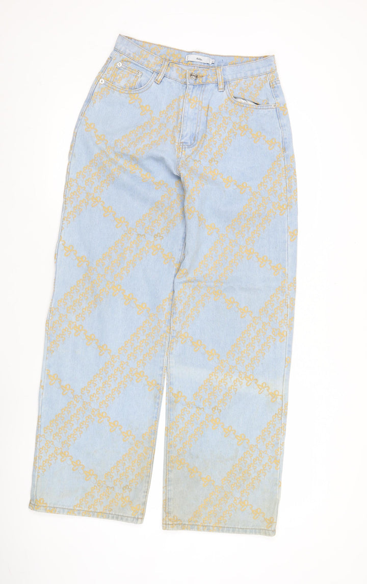 Adika Women’s Blue Floral Wide-Leg Jeans Size S
