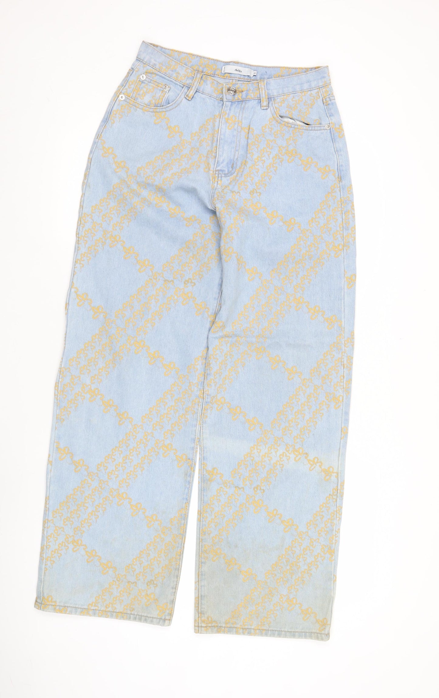 Adika Women’s Blue Floral Wide-Leg Jeans Size S
