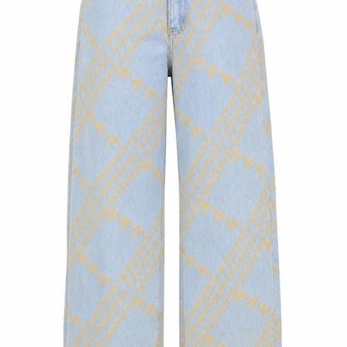 Adika Women’s Blue Floral Wide-Leg Jeans Size S