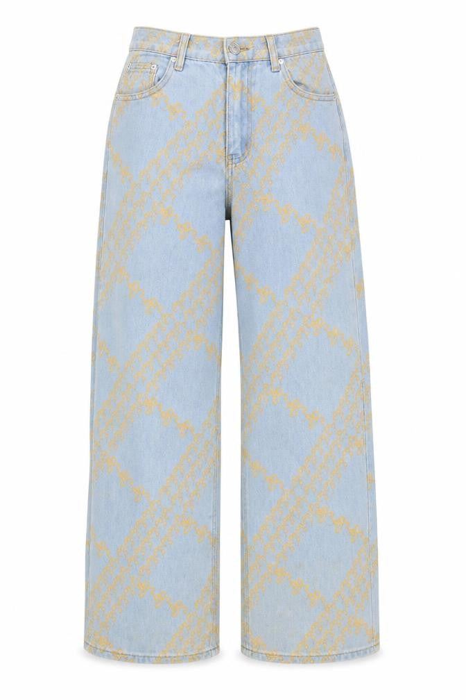Adika Women’s Blue Floral Wide-Leg Jeans Size S