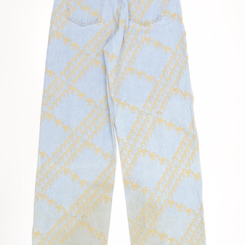 Adika Women’s Blue Floral Wide-Leg Jeans Size S