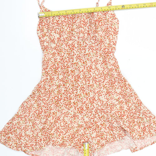 Pull & Bear Women's Beige Floral Viscose Playsuit Size S