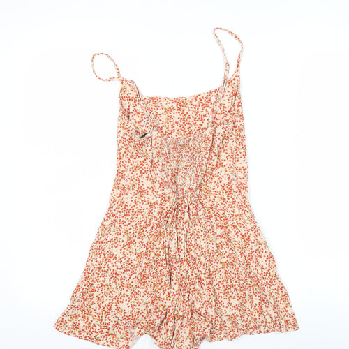 Pull & Bear Women's Beige Floral Viscose Playsuit Size S