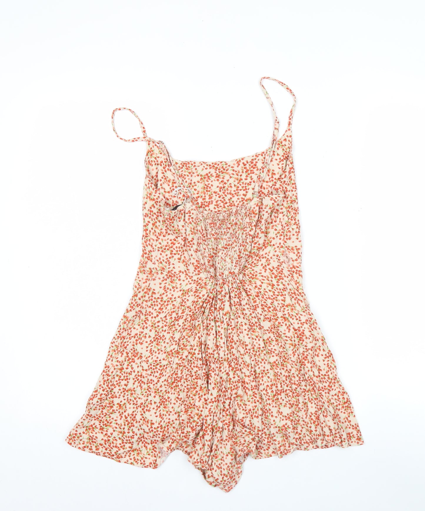 Pull & Bear Women's Beige Floral Viscose Playsuit Size S