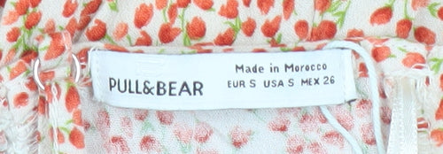 Pull & Bear Women's Beige Floral Viscose Playsuit Size S