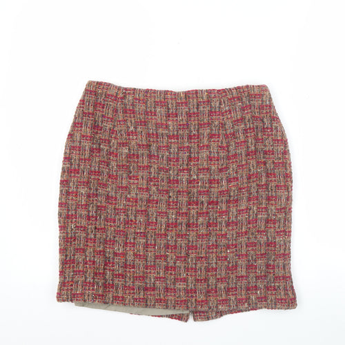 Nine to Five Womens Red Tweed Wool Short Straight Skirt Size 14