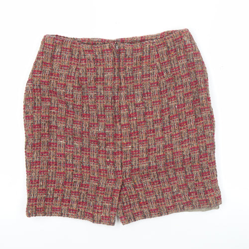 Nine to Five Womens Red Tweed Wool Short Straight Skirt Size 14