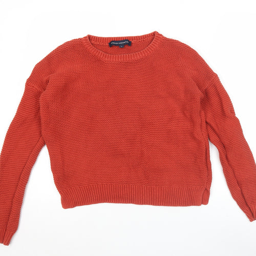 French Connection Men's Red Cotton Chunky Knit Jumper Size S