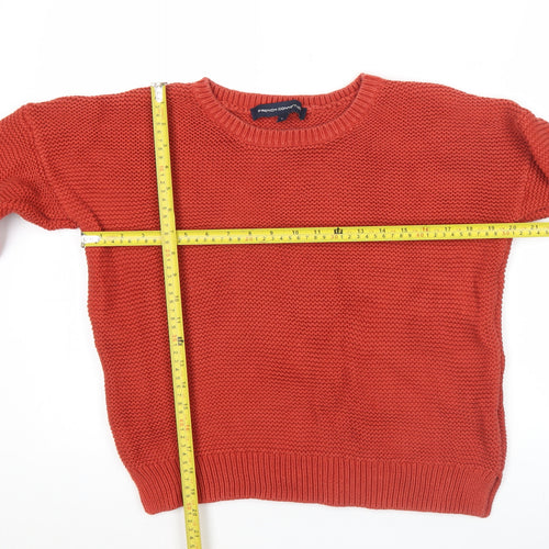 French Connection Men's Red Cotton Chunky Knit Jumper Size S