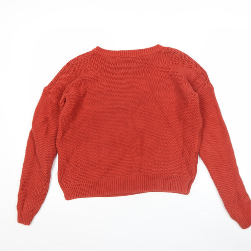 French Connection Men's Red Cotton Chunky Knit Jumper Size S