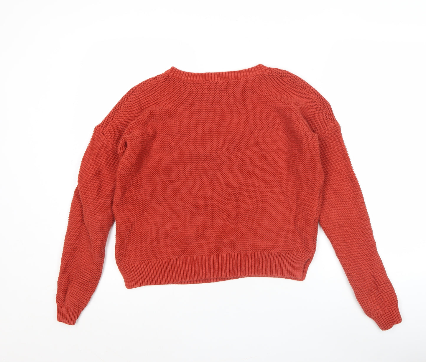 French Connection Men's Red Cotton Chunky Knit Jumper Size S