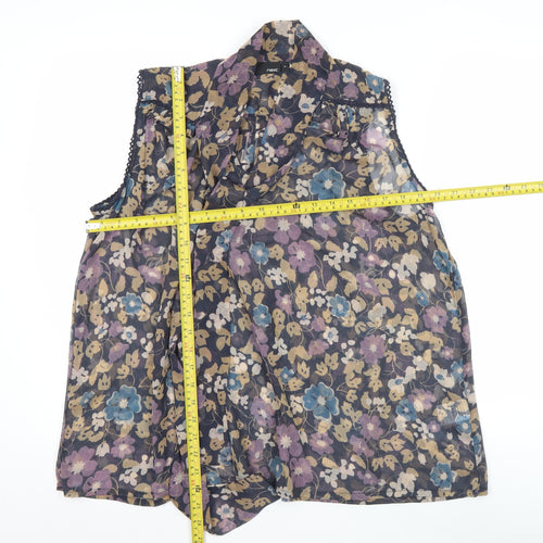 Next Women’s Multicoloured Floral Chiffon Sleeveless Tunic Blouse Size 14