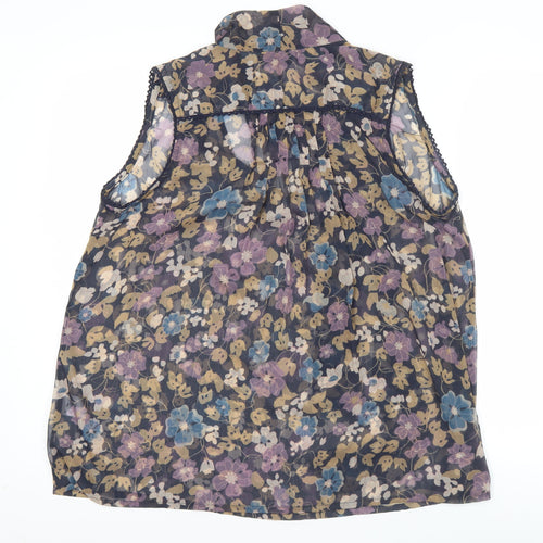 Next Women’s Multicoloured Floral Chiffon Sleeveless Tunic Blouse Size 14