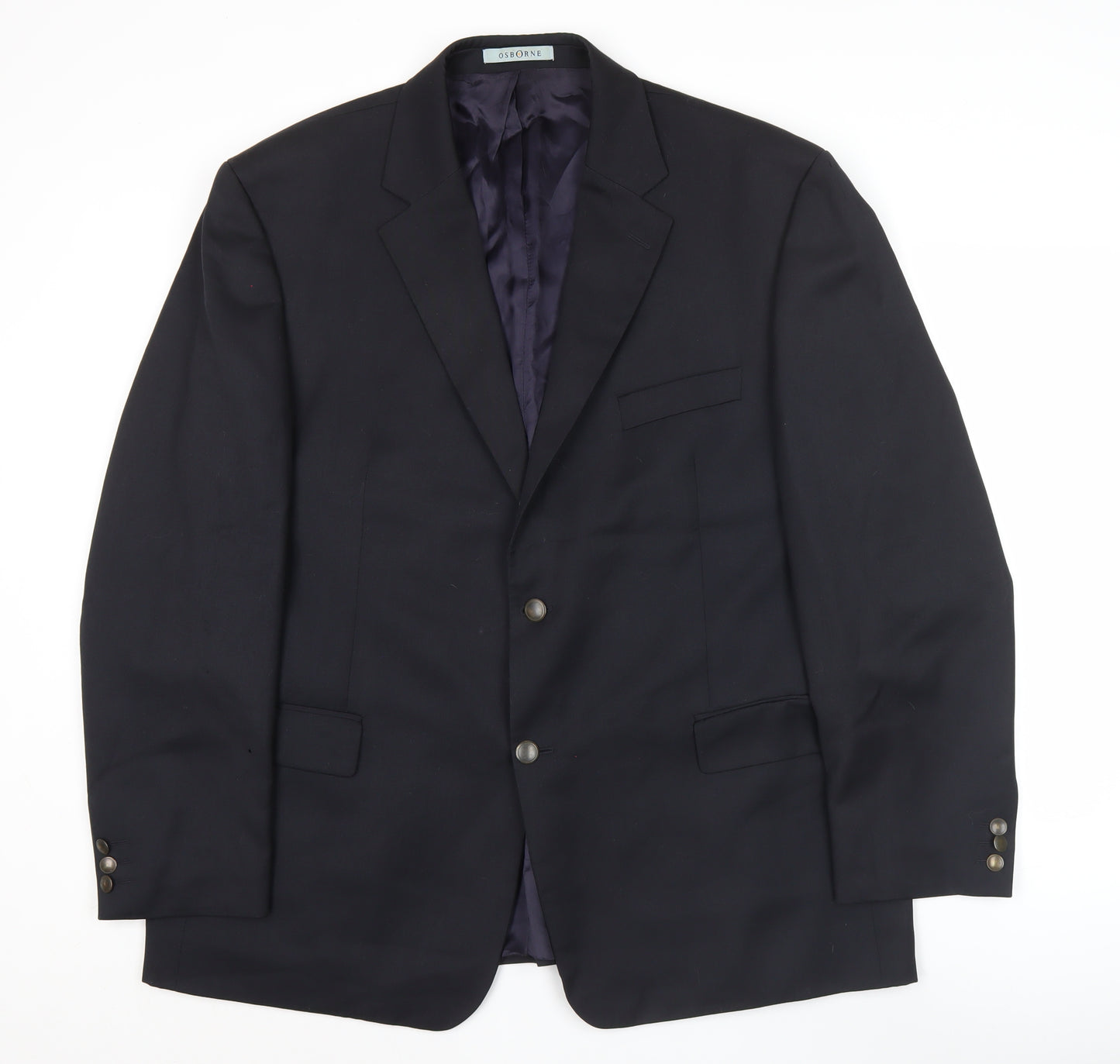 Osborne Men's Blue Wool 46R Classic Two-Button Blazer