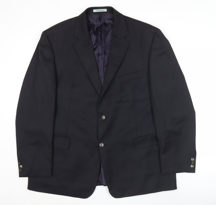 Osborne Men's Blue Wool 46R Classic Two-Button Blazer