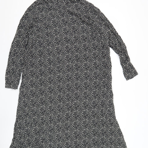 Marks and Spencer Women's Black Floral Viscose Wrap Midi Dress Size 12