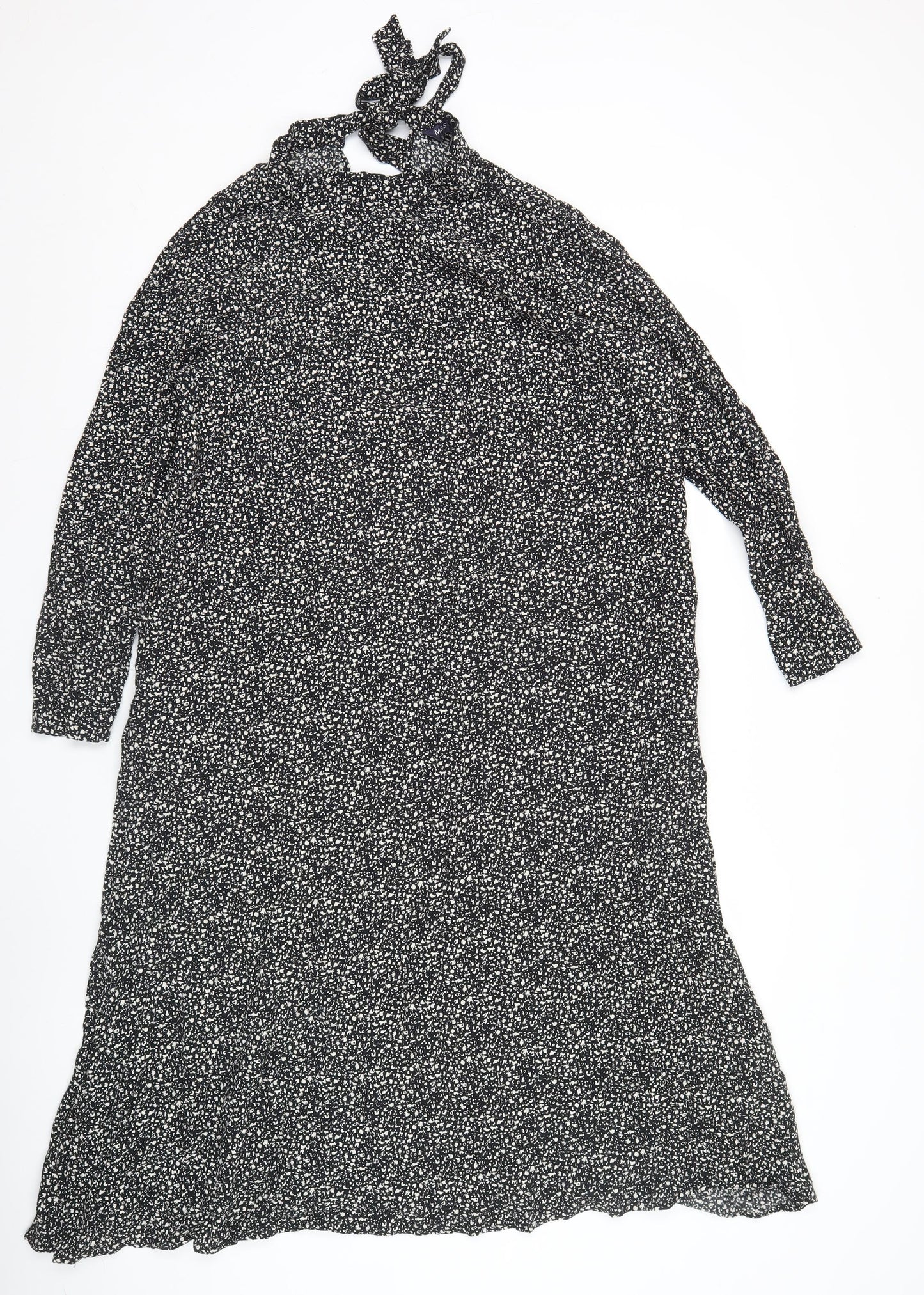 Marks and Spencer Women's Black Floral Viscose Wrap Midi Dress Size 12