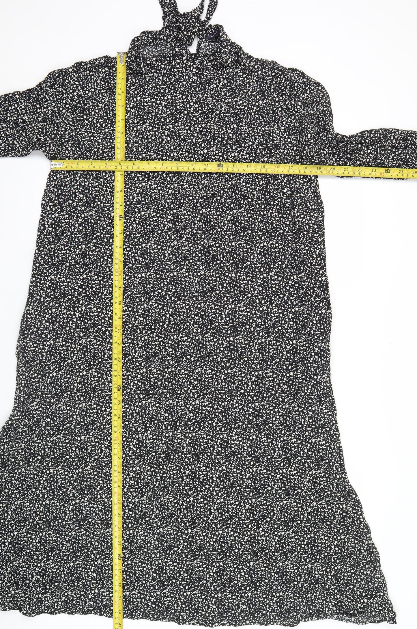 Marks and Spencer Women's Black Floral Viscose Wrap Midi Dress Size 12