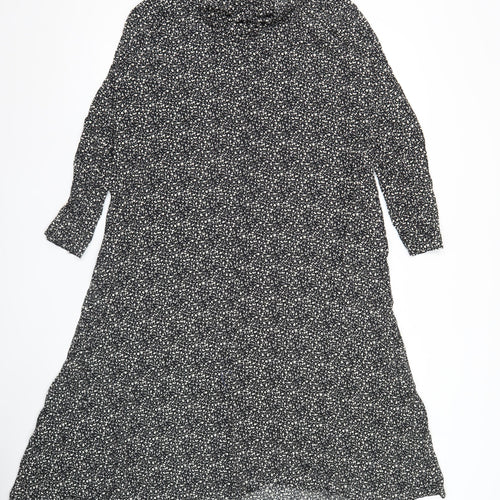 Marks and Spencer Women's Black Floral Viscose Wrap Midi Dress Size 12