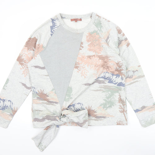 Next Womens Grey Floral Tie Pullover Sweatshirt Size 16