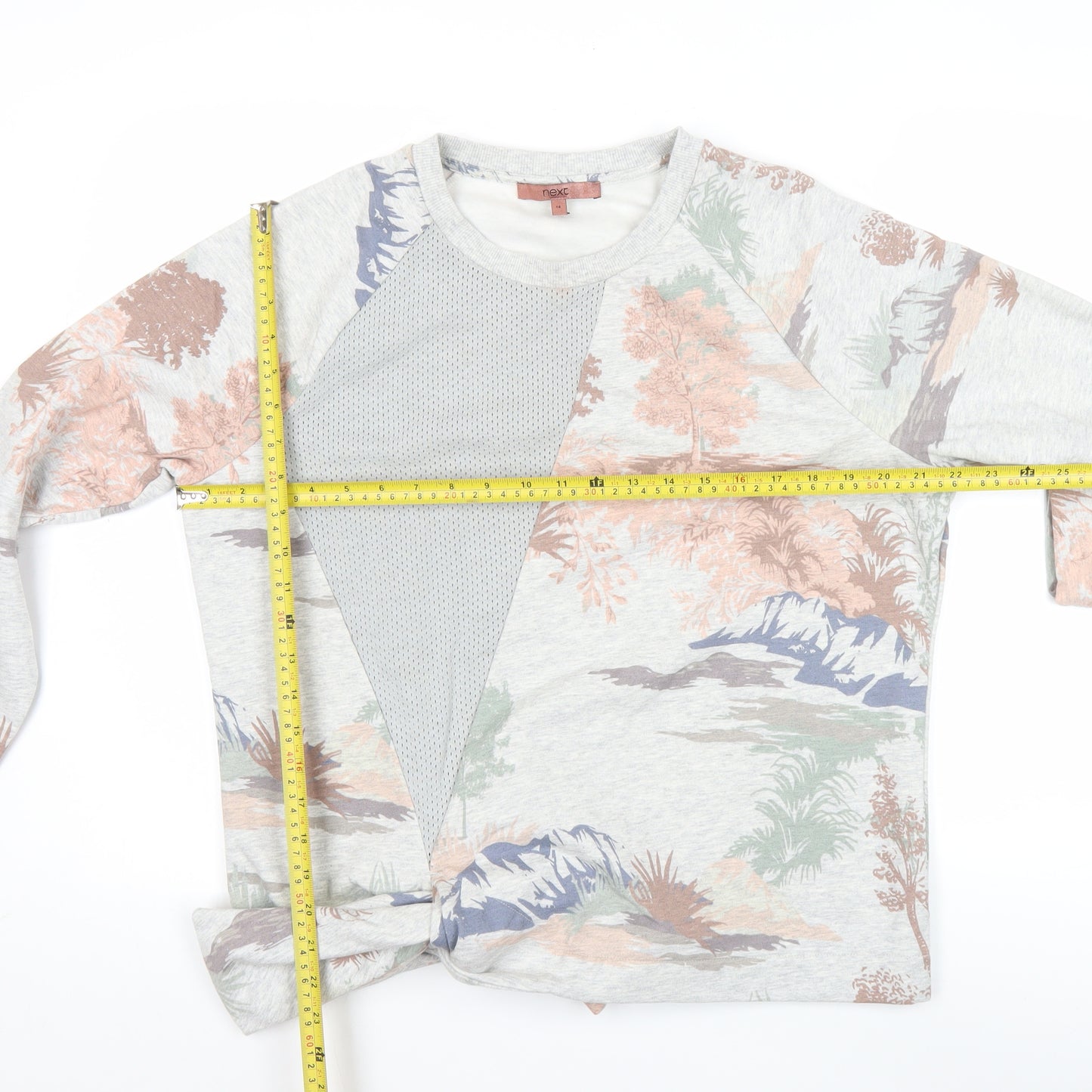Next Womens Grey Floral Tie Pullover Sweatshirt Size 16