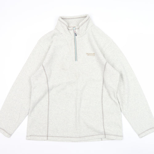 Regatta Womens Beige 1/4 Zip Striped Fleece Sweatshirt UK 14