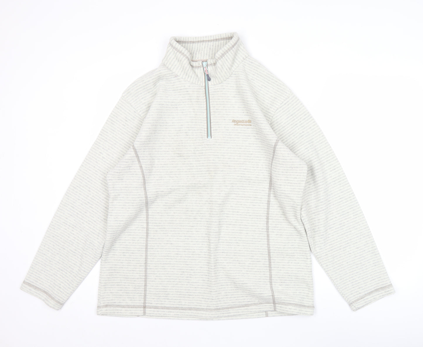 Regatta Womens Beige 1/4 Zip Striped Fleece Sweatshirt UK 14