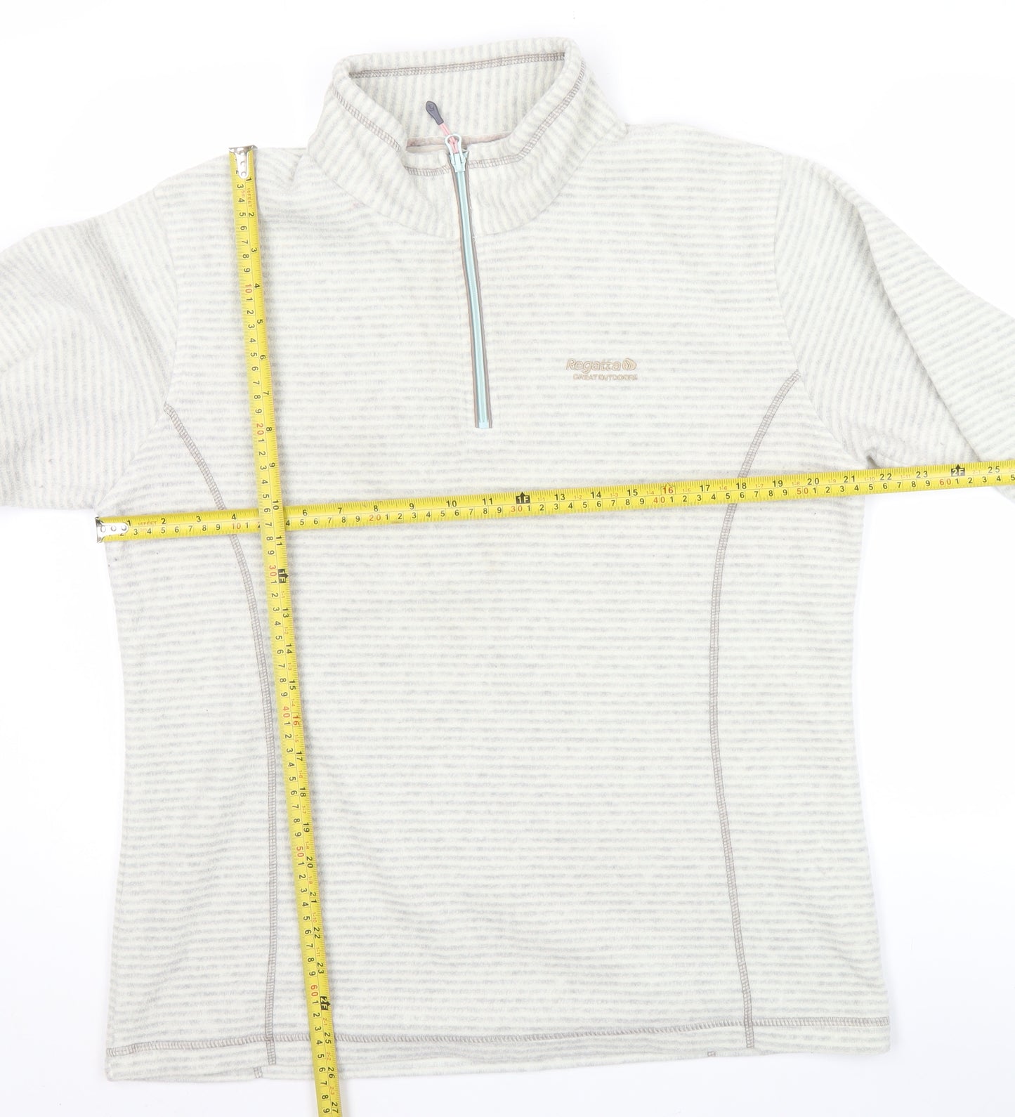 Regatta Womens Beige 1/4 Zip Striped Fleece Sweatshirt UK 14