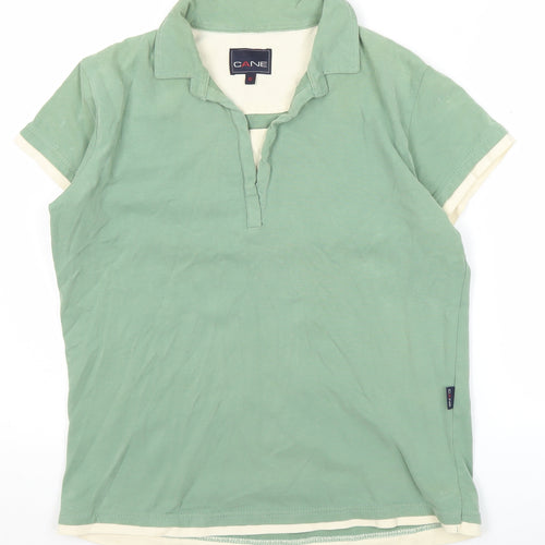 Cane Women’s Green Cotton Collared Polo Shirt Size 12