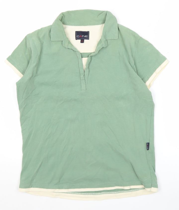 Cane Women’s Green Cotton Collared Polo Shirt Size 12