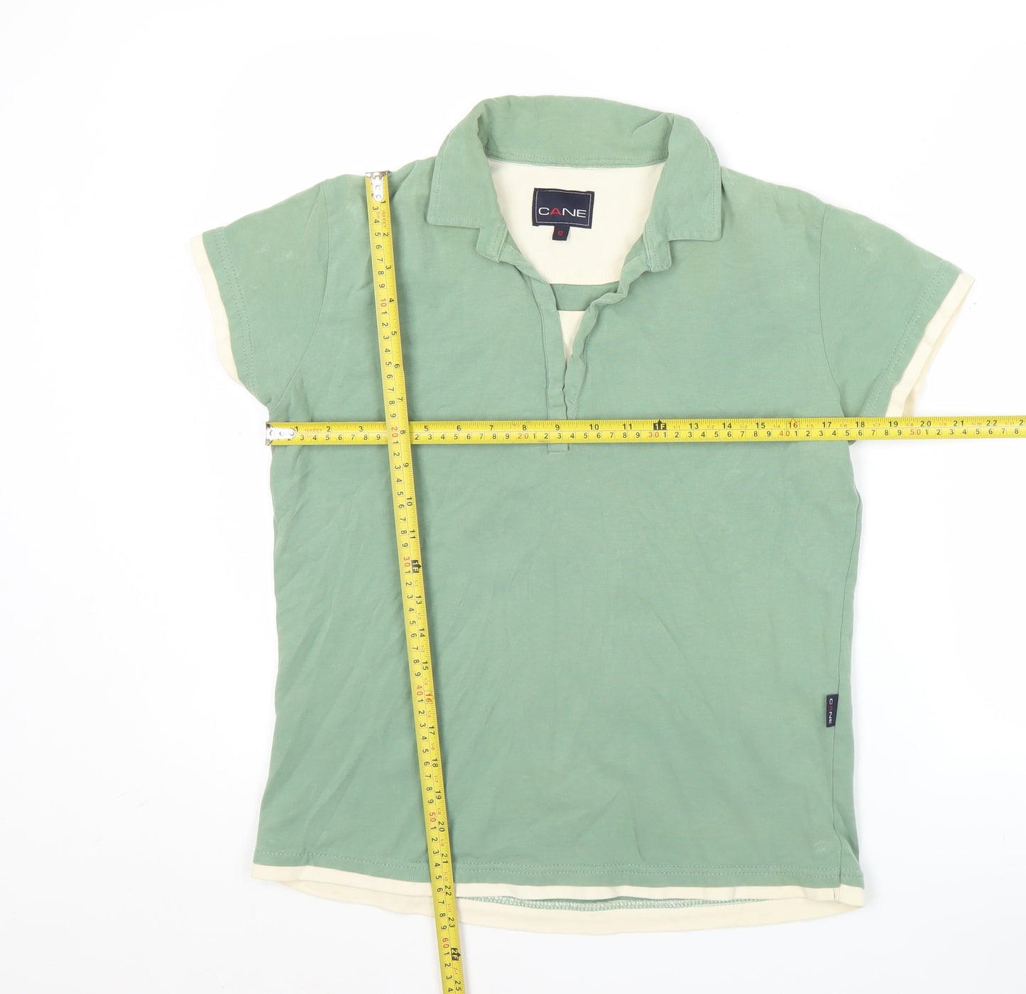 Cane Women’s Green Cotton Collared Polo Shirt Size 12