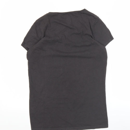 FatFace Women's Black Size 10 V-Neck Basic Short Sleeve T-Shirt
