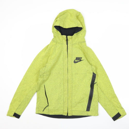 Nike Womens Green Full Zip Hooded Sweatshirt Size L Cotton Blend