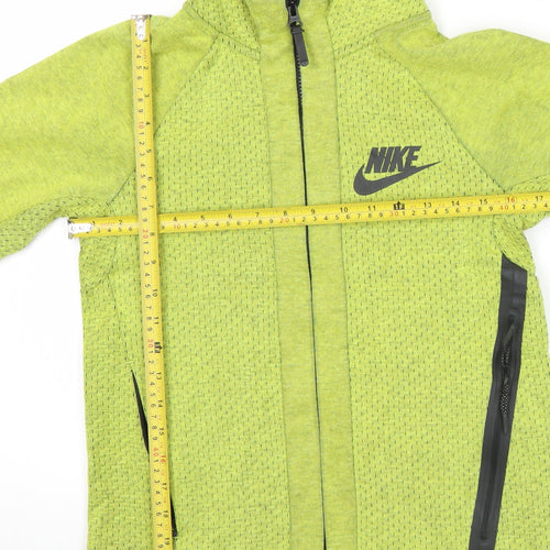 Nike Womens Green Full Zip Hooded Sweatshirt Size L Cotton Blend