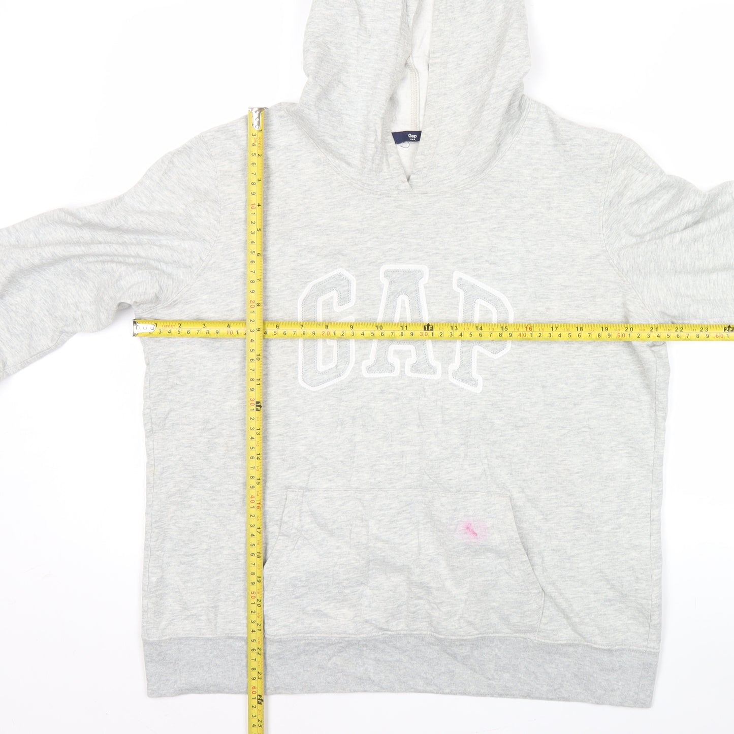 GAP Women Light Grey Hoodie L Pullover Cotton Blend Logo Casual