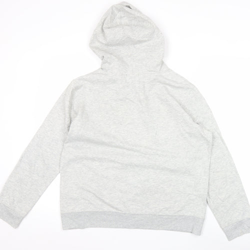 GAP Women Light Grey Hoodie L Pullover Cotton Blend Logo Casual