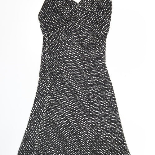 White House Black Market Women’s Black Polka Dot Silk Slip Dress Size 6