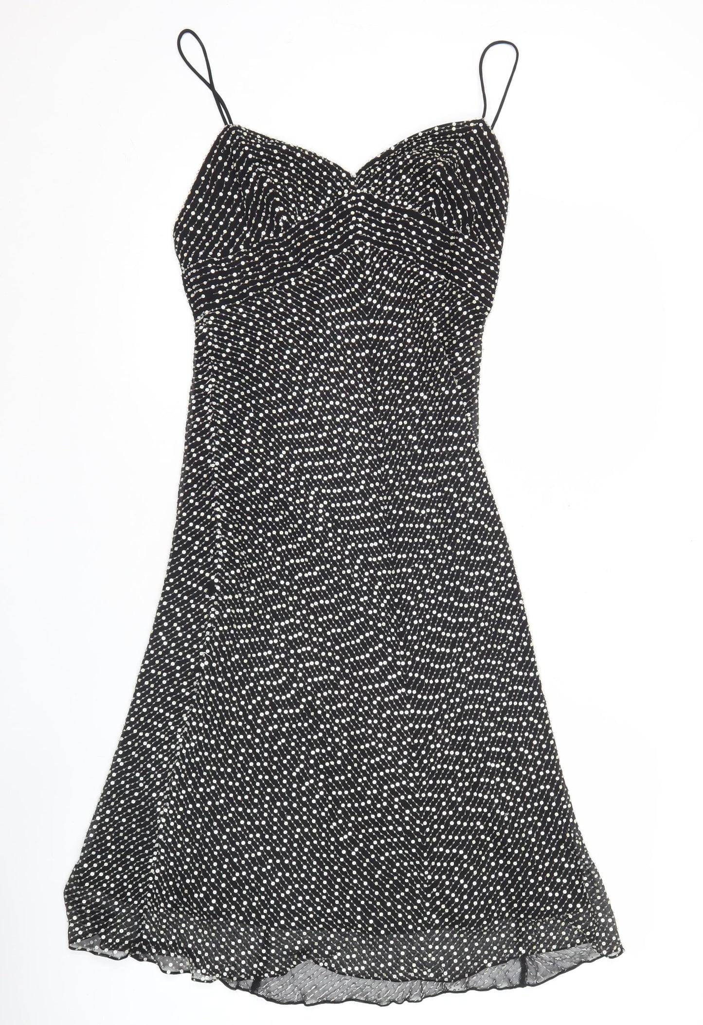 White House Black Market Women’s Black Polka Dot Silk Slip Dress Size 6