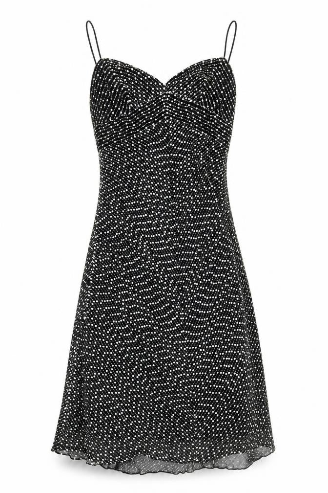 White House Black Market Women’s Black Polka Dot Silk Slip Dress Size 6