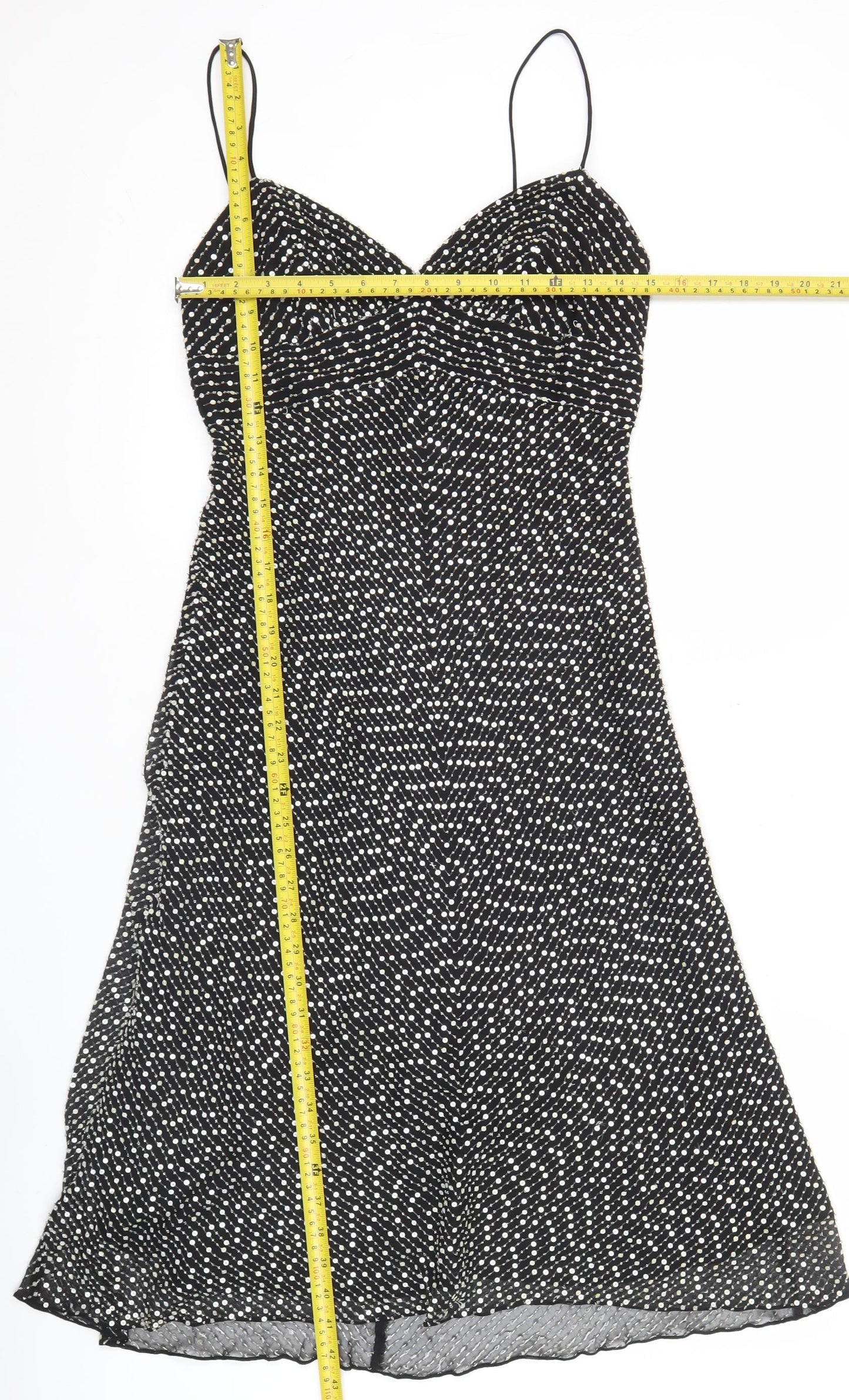 White House Black Market Women’s Black Polka Dot Silk Slip Dress Size 6