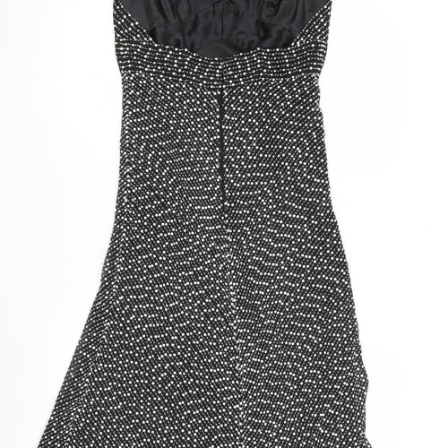 White House Black Market Women’s Black Polka Dot Silk Slip Dress Size 6