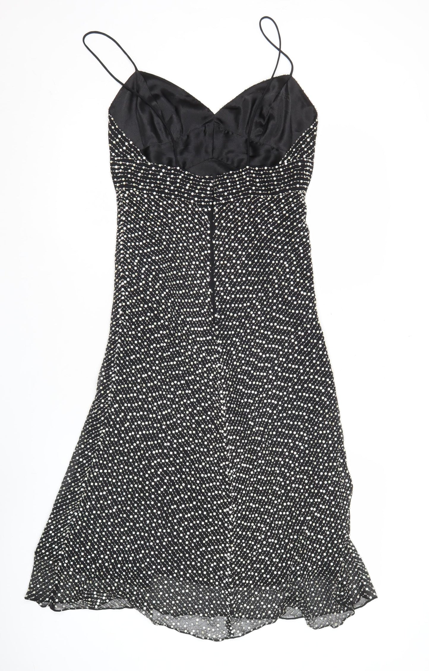 White House Black Market Women’s Black Polka Dot Silk Slip Dress Size 6