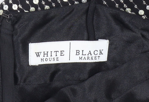 White House Black Market Women’s Black Polka Dot Silk Slip Dress Size 6