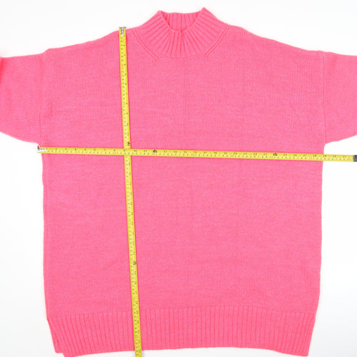 Next Women’s Pink Mock Neck Relaxed Knit Pullover Jumper XL